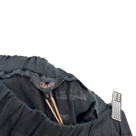 Quince 100% European Linen Wide Leg Pants Black Pull On NWT Size Small - Picture 11 of 13